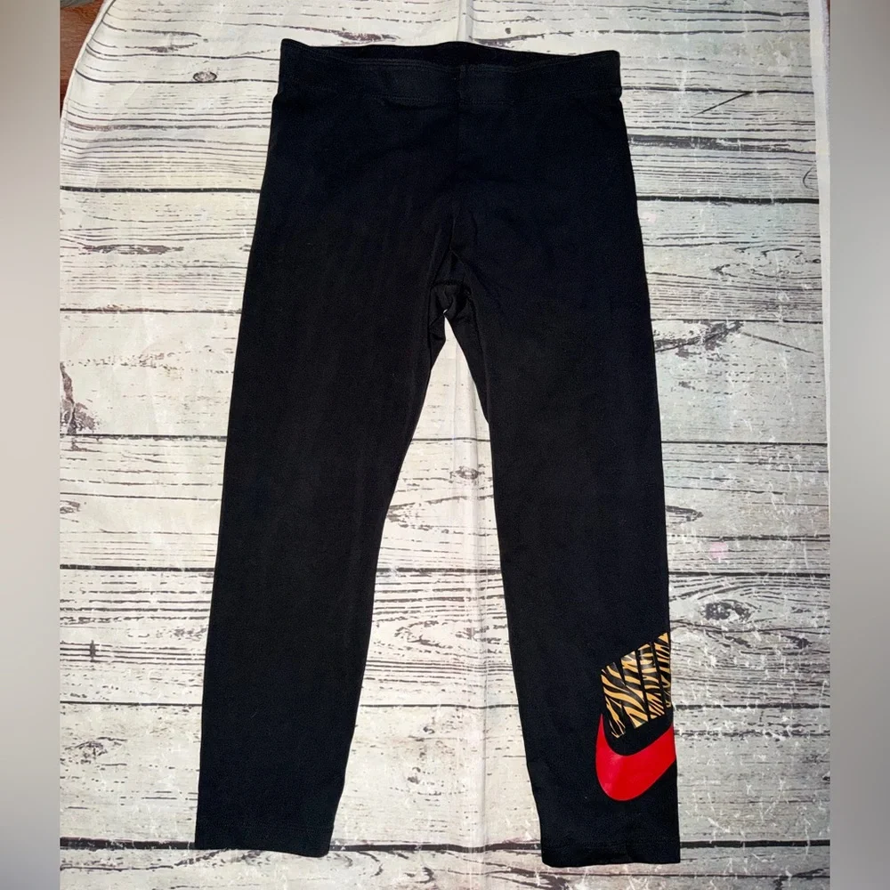 Nike Black Ankle Pants with Red and Gold Design